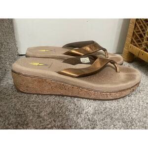 Volatile Dark Gold Neville Wedge Thong Sandal, 9